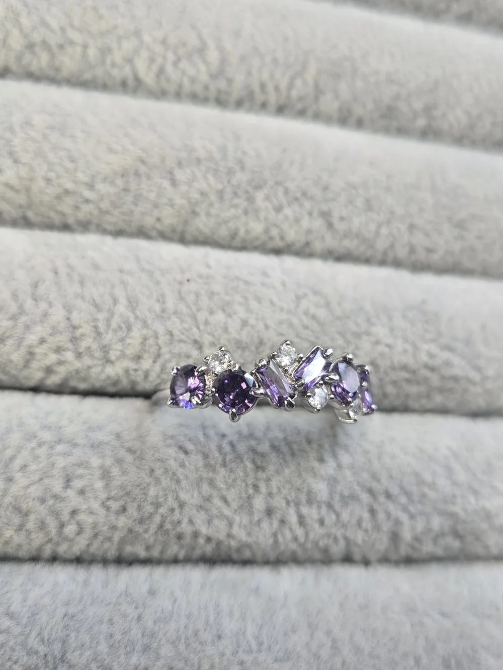 Size 8 925 Sterling Silver Amethyst Bomb Party Ring